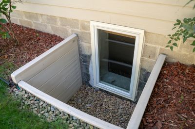 Awning window above a basement